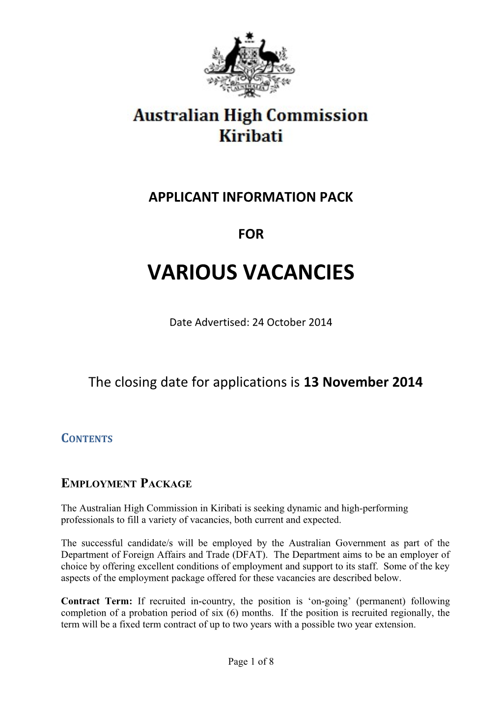 Applicant Information Pack