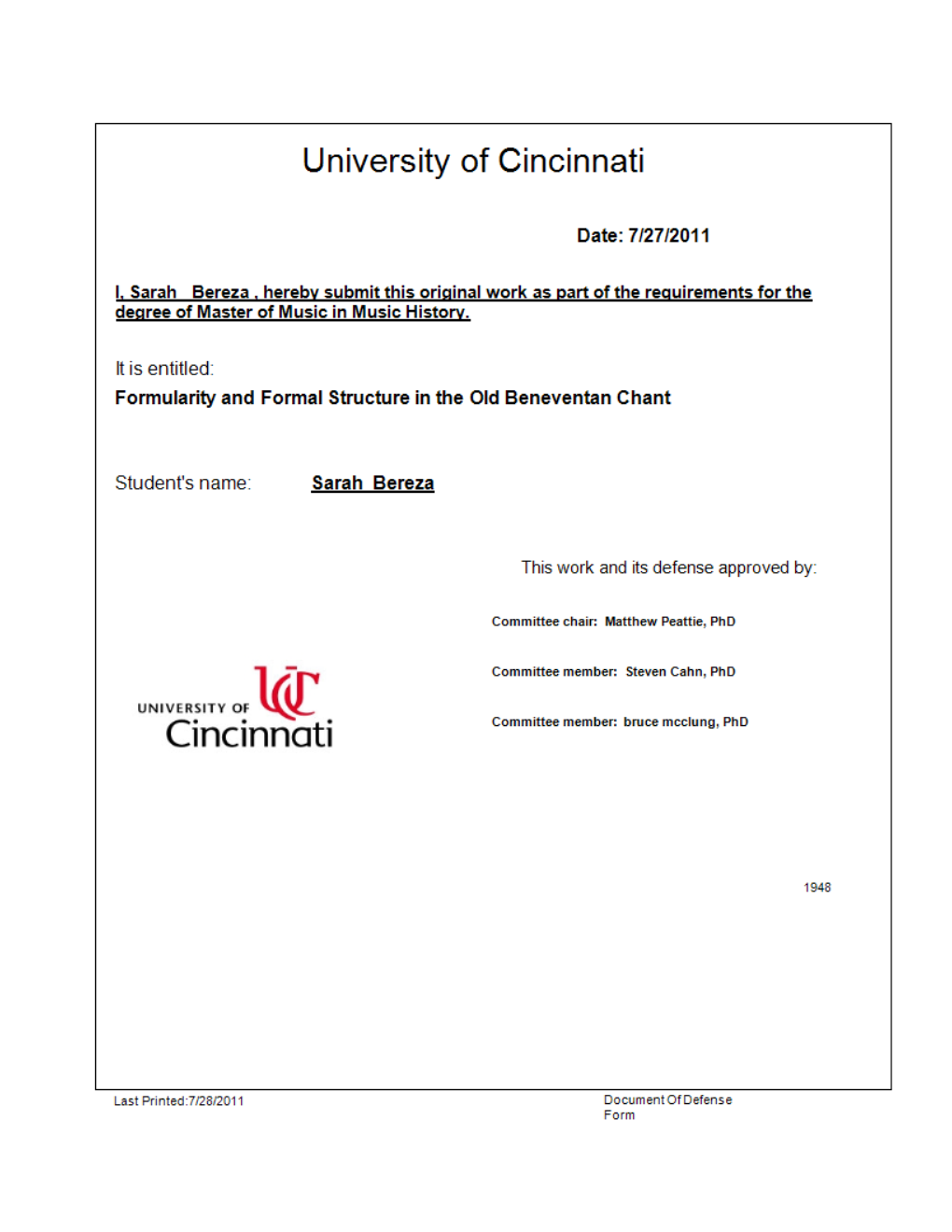 Formularity and Formal Structure in the Old Beneventan Chant