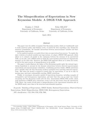 The Misspecification of Expectations in New Keynesian Models: a DSGE