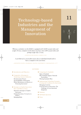 Technology-Based Industries and the Management of Innovation