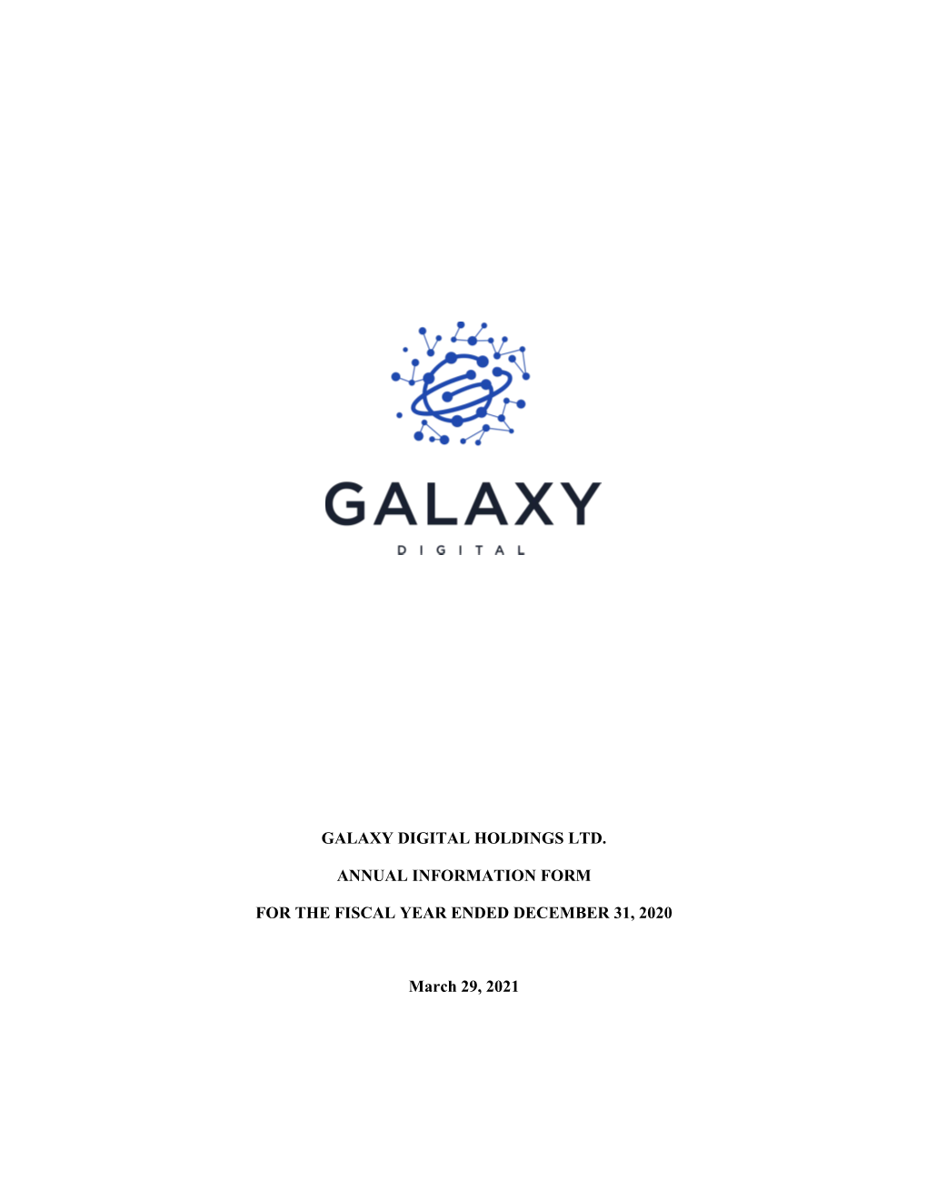 Galaxy Digital Holdings Ltd. Annual Information Form