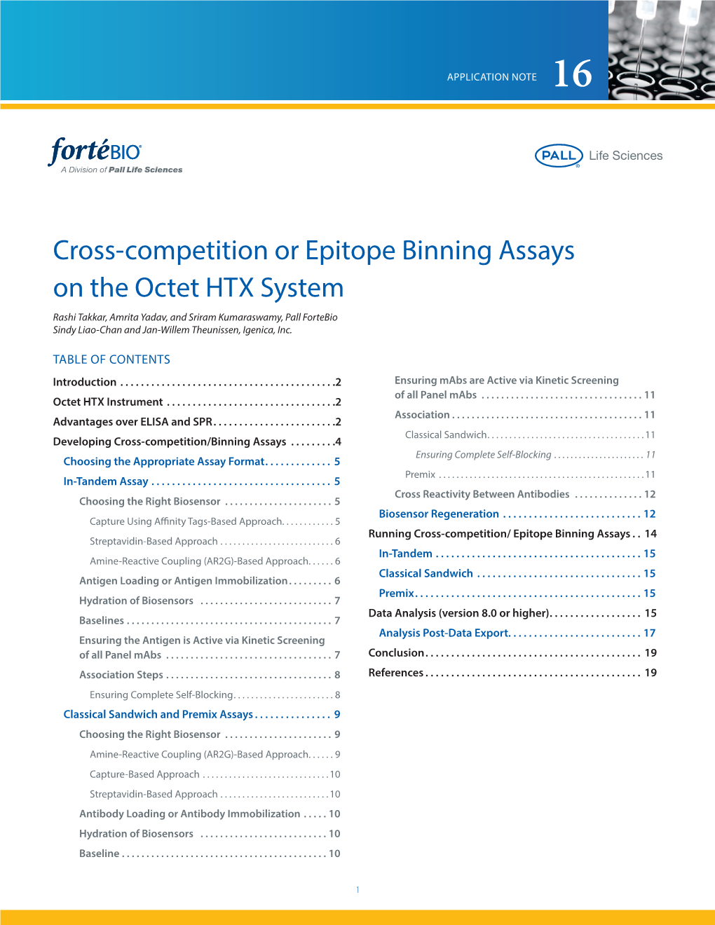 Cross-Competition Or Epitope Binning Assays on the Octet HTX System