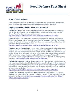 Food Defense Fact Sheet