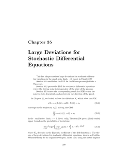 Large Deviations for Stochastic Differential Equations
