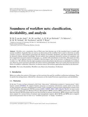 Soundness of Workflow Nets: Classification