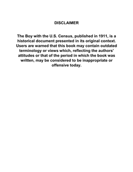 The Boy with the U.S. Census, Published in 1911, Is a Historical Document Presented in Its Original Context