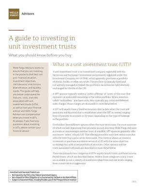 A Guide to Investing in Unit Investment Trusts What You Should Know Before You Buy