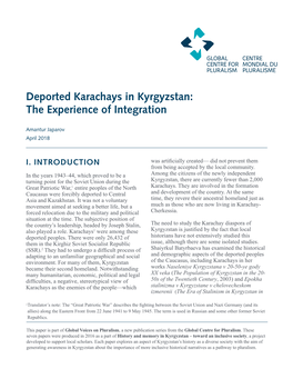 Deported Karachays in Kyrgyzstan: the Experience of Integration