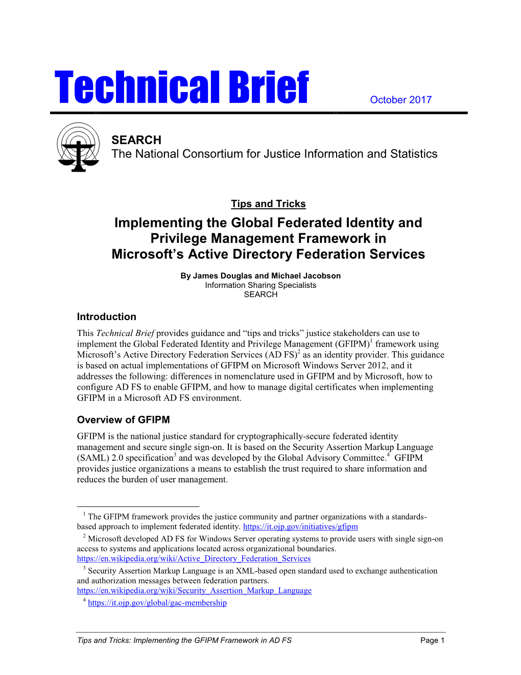 Technical Brief: Tips and Tricks–Implementing the GFIPM