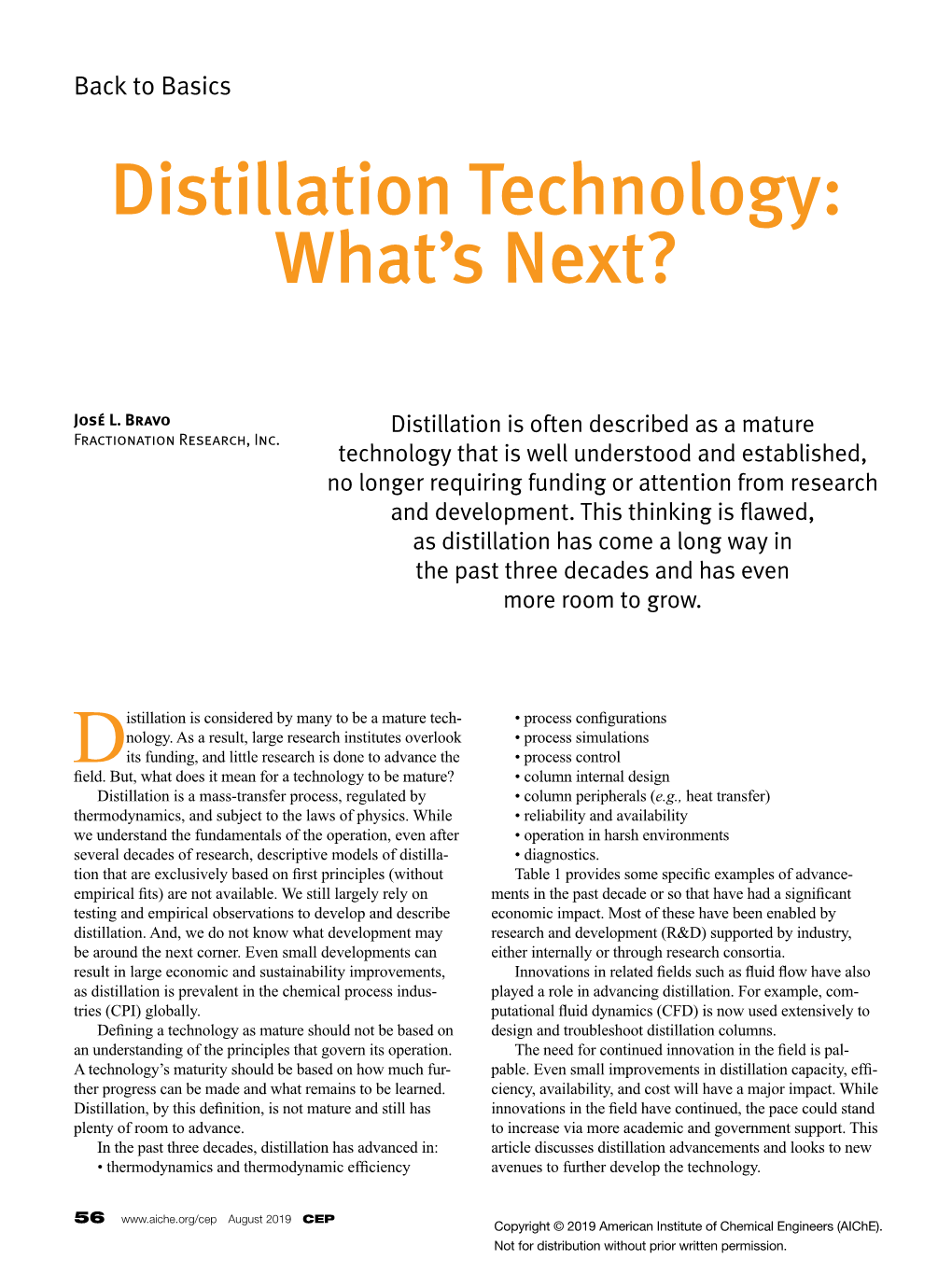 Distillation Technology: What's Next?