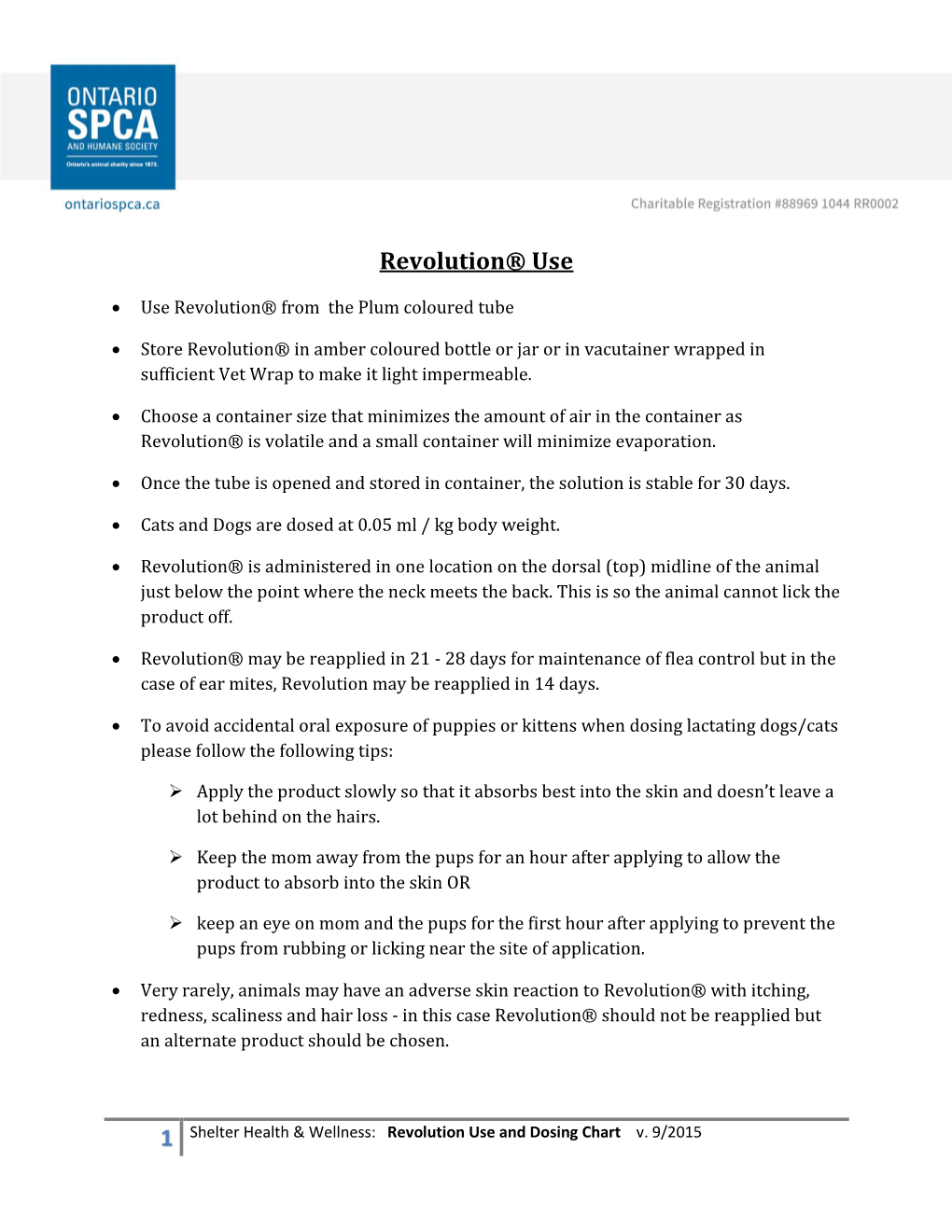 Revolution Use and Dosing Chart V DocsLib