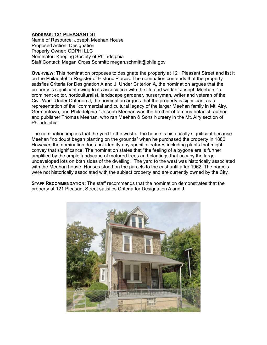 121 PLEASANT ST Name of Resource: Joseph Meehan House