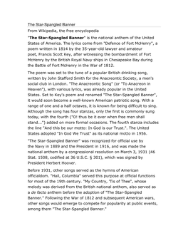 The Star-Spangled Banner from Wikipedia, the Free Encyclopedia "The Star-Spangled Banner " Is the National Anthem of the United States of America
