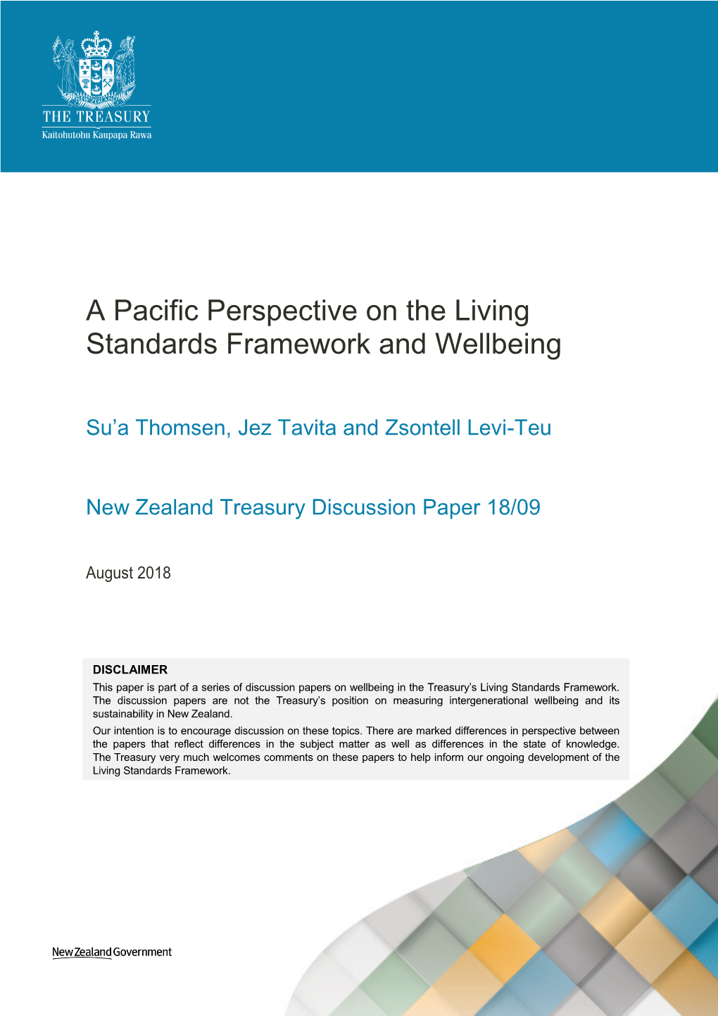 A Pacific Perspective on the Living Standards Framework and Wellbeing