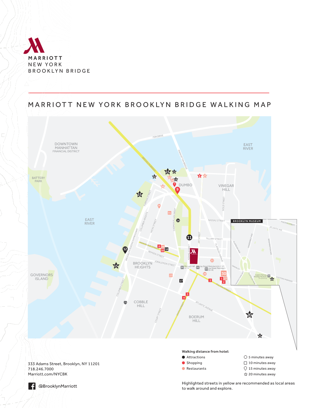 Marriott New York Brooklyn Bridge Walking Map