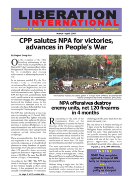 LIBERATIONTION INTERNINTERNAATIONTIONALAL Publication of the International Information Office of the National Democratic Front of the Philippines