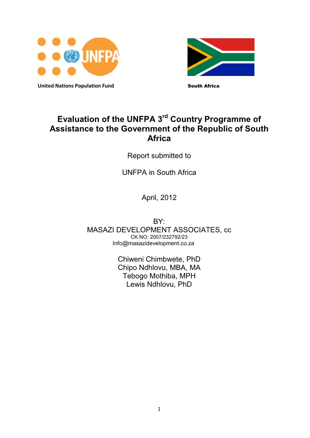 Evaluation of the UNFPA 3 Country Programme of Assistance to The