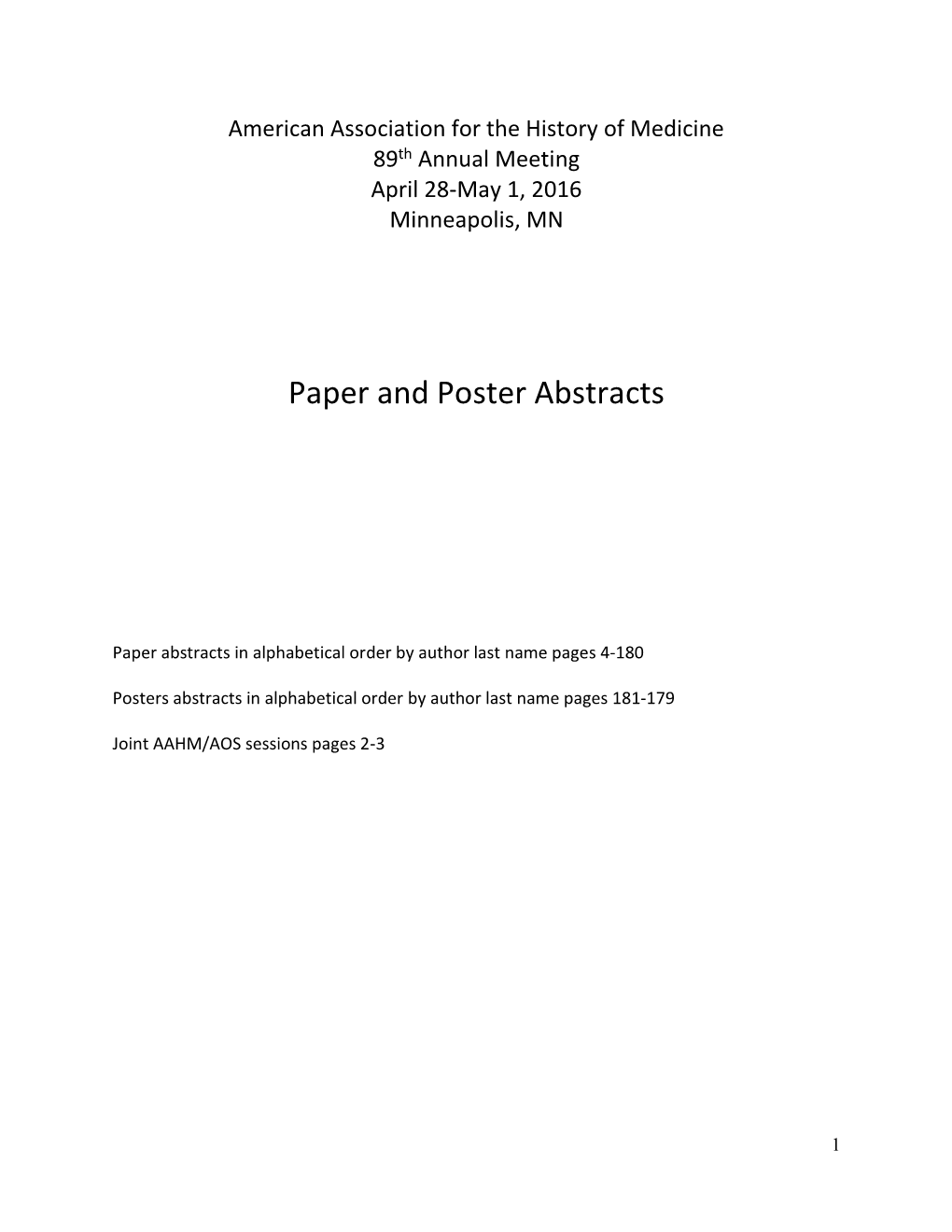 Paper and Poster Abstracts