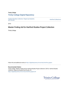 Master Finding Aid for Hartford Studies Project Collection