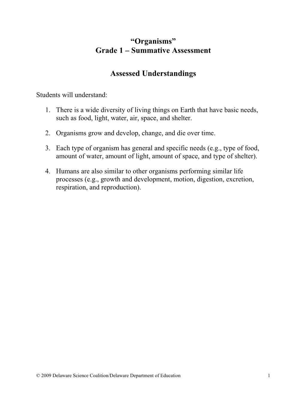 Grade 1 Summative Assessment