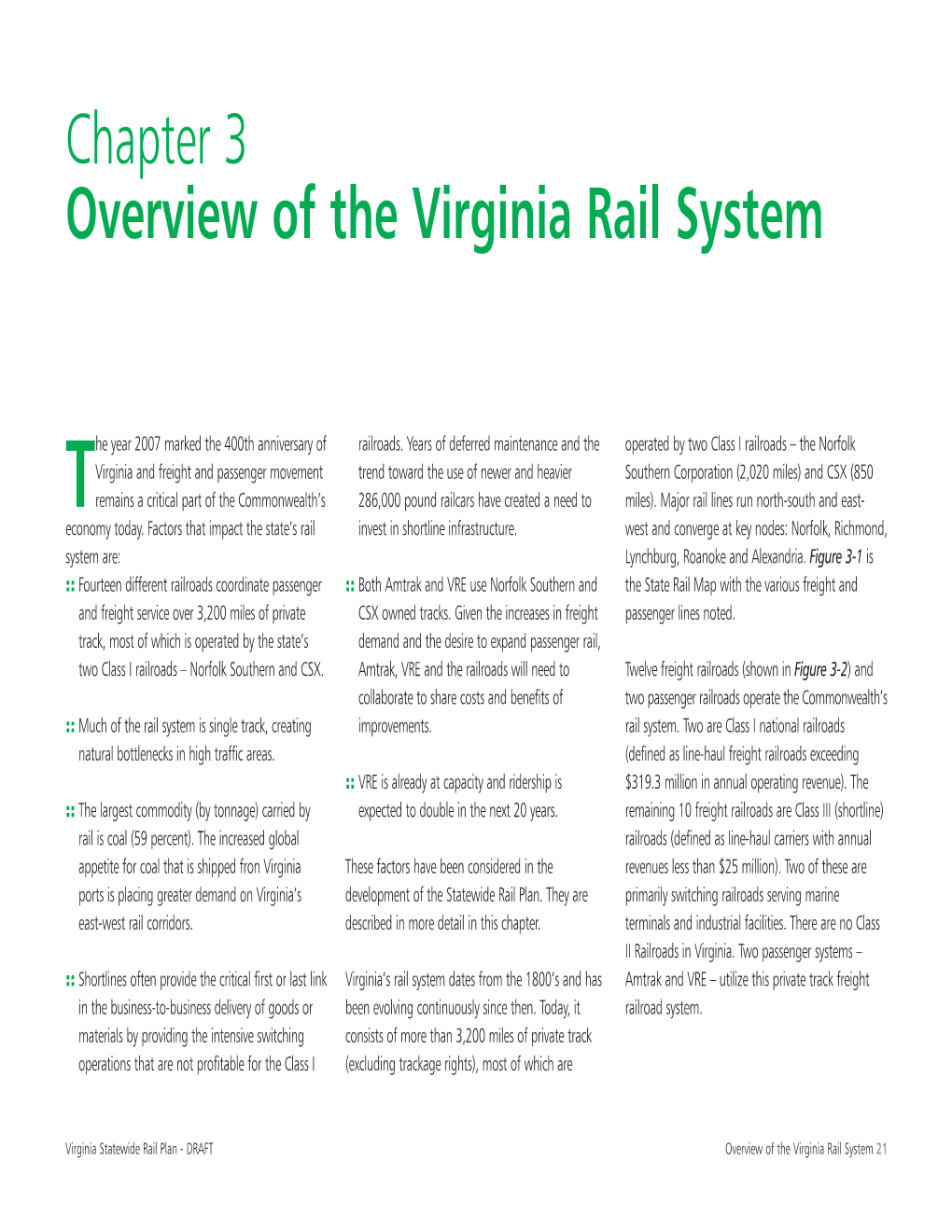 Chapter 3 Overview of the Virginia Rail System