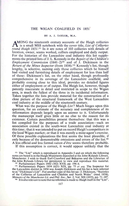 THE WIGAN COALFIELD in 1851 A1ONG the Nineteenth Century