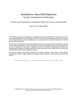 Heckelphone / Bass Oboe Repertoire Excerpt: Compositions for Bass Oboe
