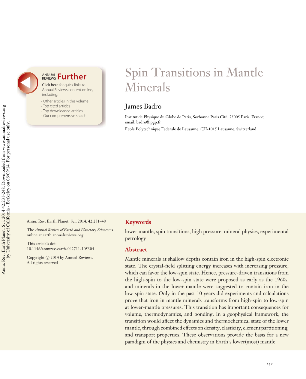 Spin Transitions in Mantle Minerals