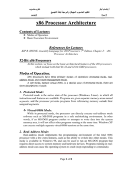 X86 Processor Architecture