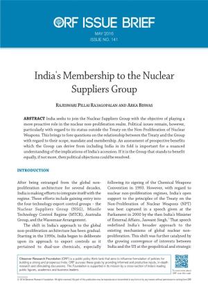 India's Membership to the Nuclear Suppliers Group