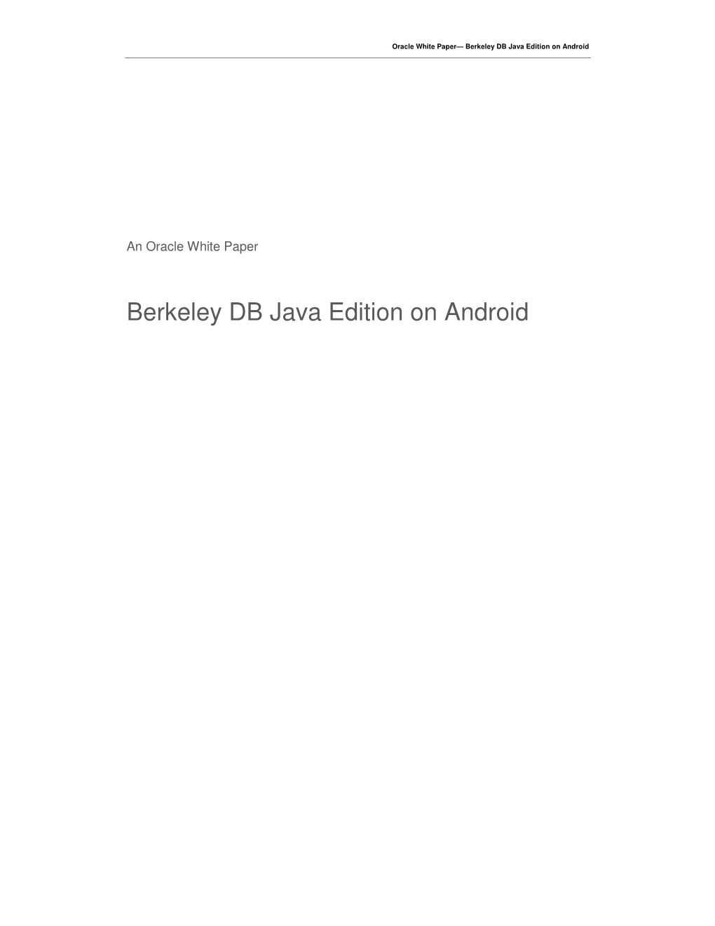 Berkeley DB Java Edition on Android