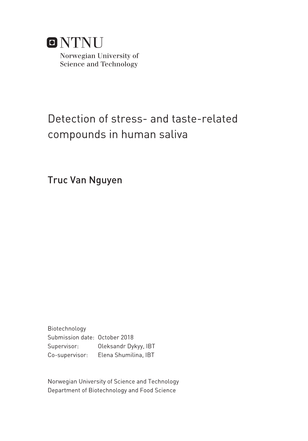 Detection of Stress- and Taste-Related Compounds in Human Saliva