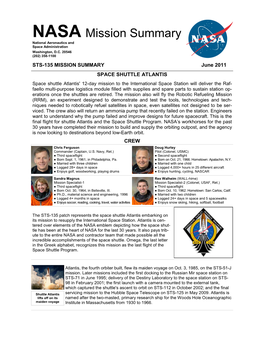 STS135 Mission Summary.Pub