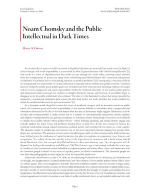 Noam Chomsky and the Public Intellectual in Dark Times