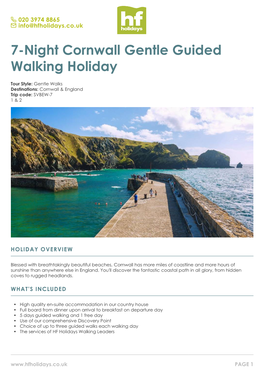 7-Night Cornwall Gentle Guided Walking Holiday