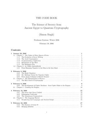 THE CODE BOOK the Science of Secrecy from Ancient Egypt to Quantum Cryptography (Simon Singh)
