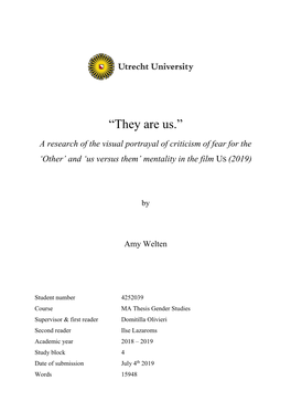 “They Are Us.” a Research of the Visual Portrayal of Criticism of Fear for The
