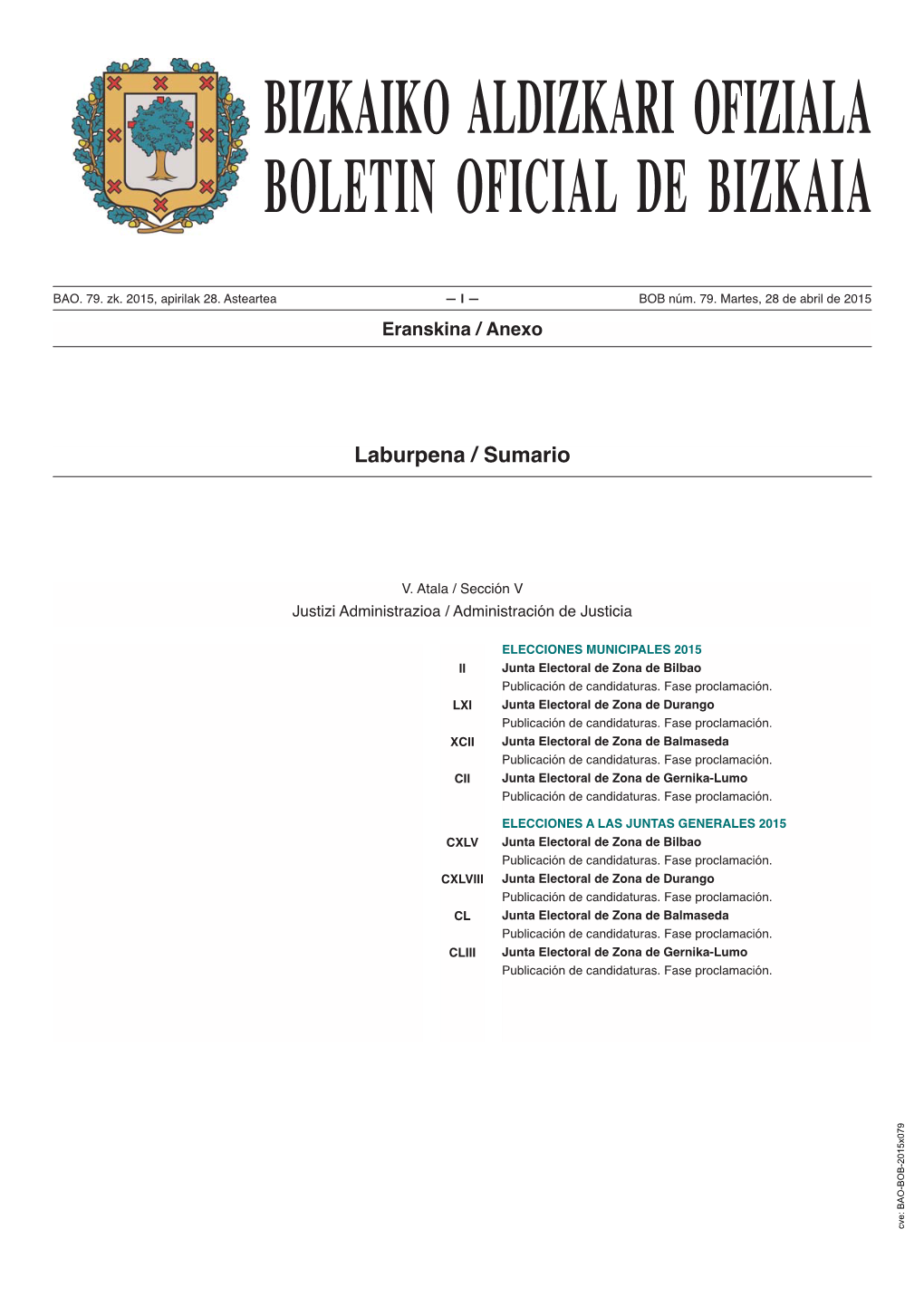 Bizkaiko Aldizkari Ofiziala Boletin Oficial De Bizkaia