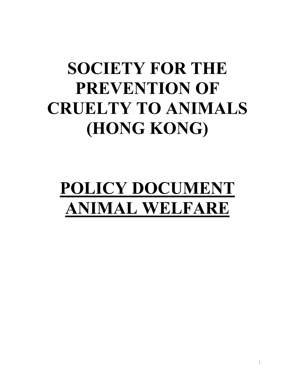 Policy Document Animal Welfare