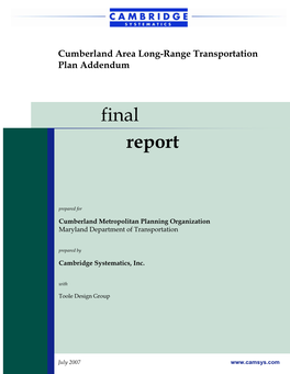 Cumberland Area Long-Range Transportation Plan Addendum