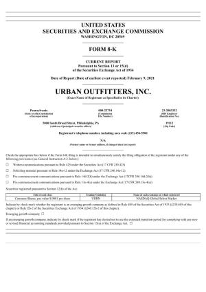 URBAN OUTFITTERS, INC. (Exact Name of Registrant As Specified in Its Charter)
