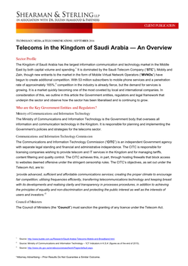 Telecoms in the Kingdom of Saudi Arabia — an Overview