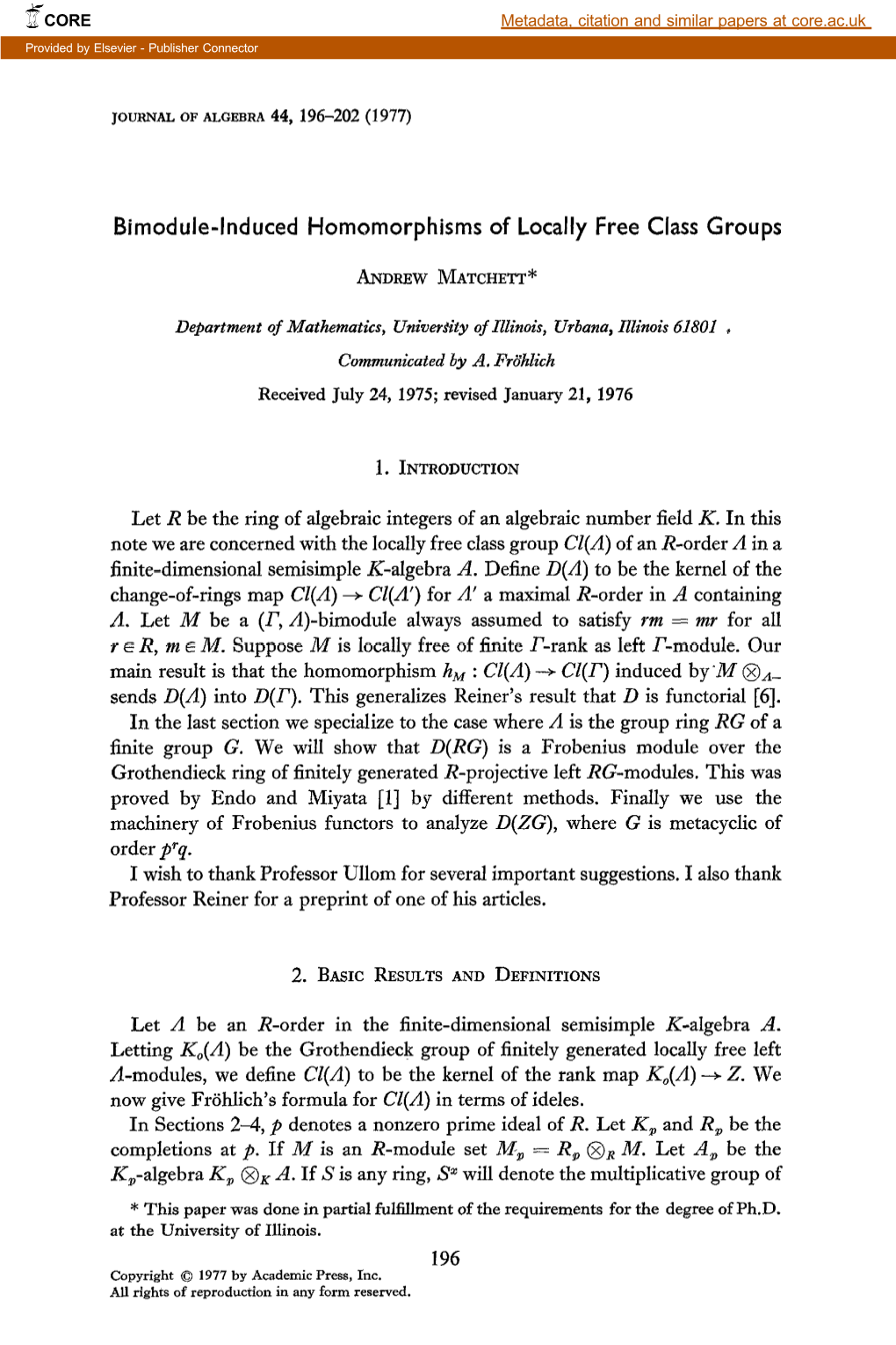 Bimodule-Induced Homomorphisms of Locally Free Class Groups