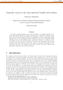 Legendre Curves in the Unit Spherical Bundle and Evolutes