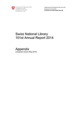 Swiss National Library 101St Annual Report 2014 Appendix