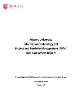 (IT) Project and Portfolio Management (PPM) Tool Assessment Report