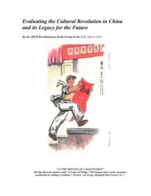 Cultural Revolution in China and Its Legacy for the Future