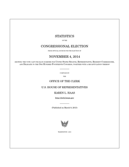 Statistics Congressional Election November 4, 2014