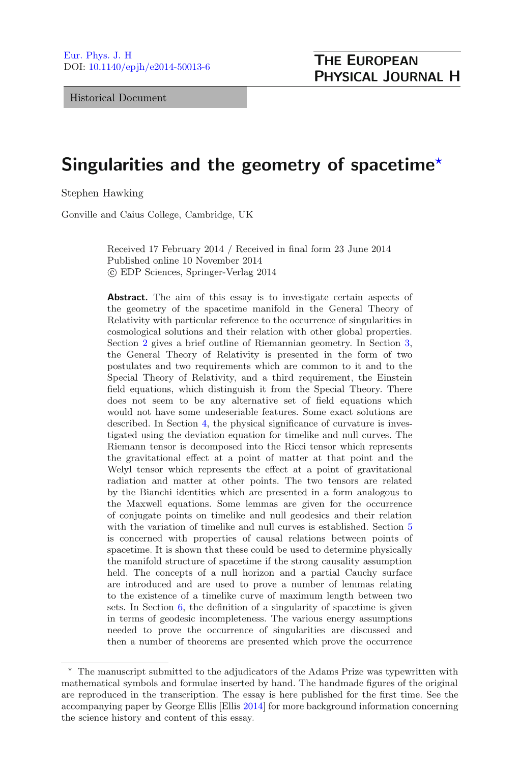 Singularities and the Geometry of Spacetime