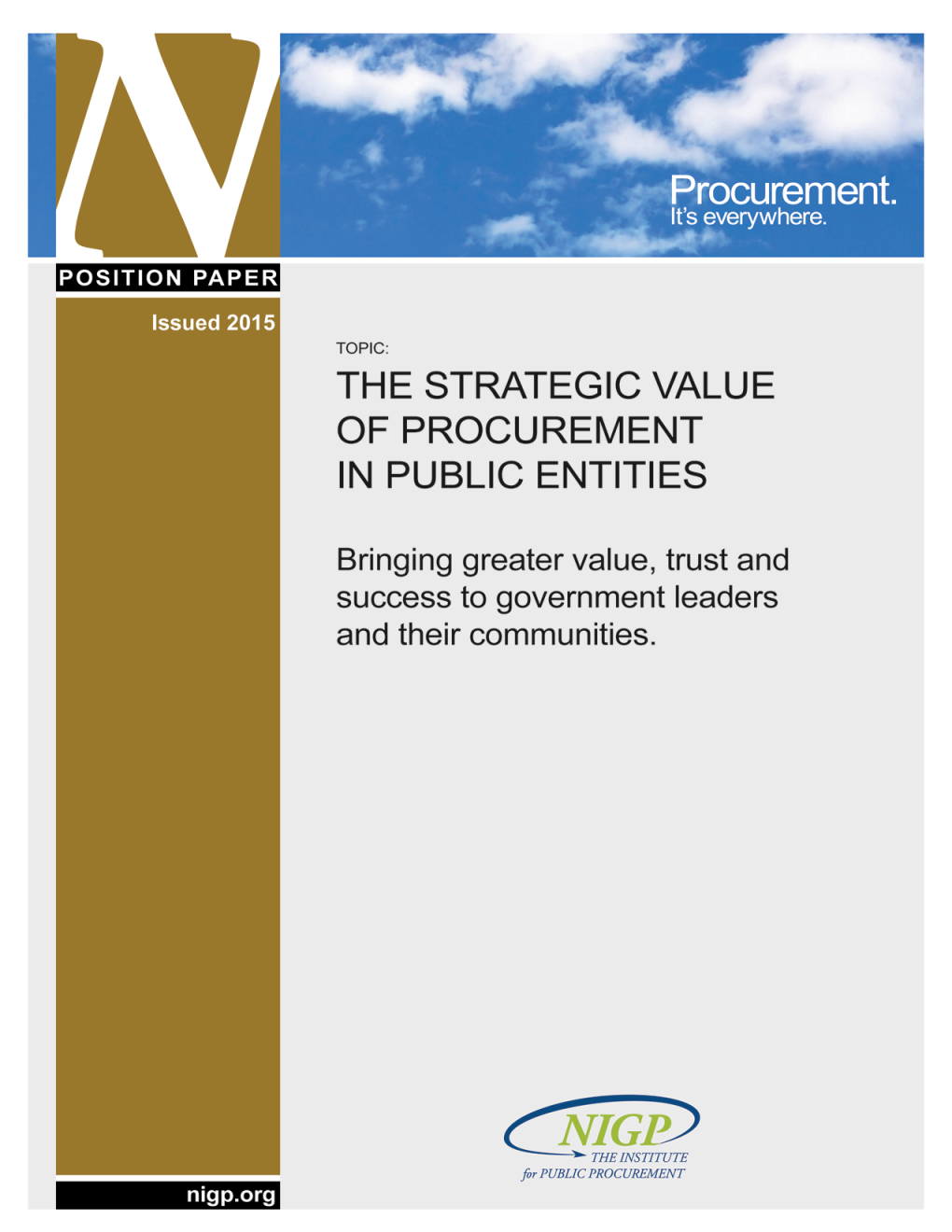 The Strategic Value of Procurement in Public Entities